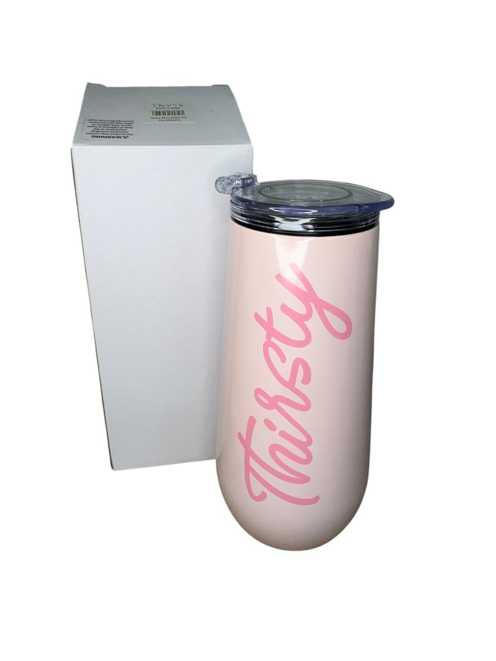 Pink "Thirsty" Insulated Tumbler with Clear Lid